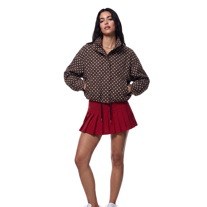 Women's Polka-Dot Drawstring Jacket – Ivory Going Out — Brown