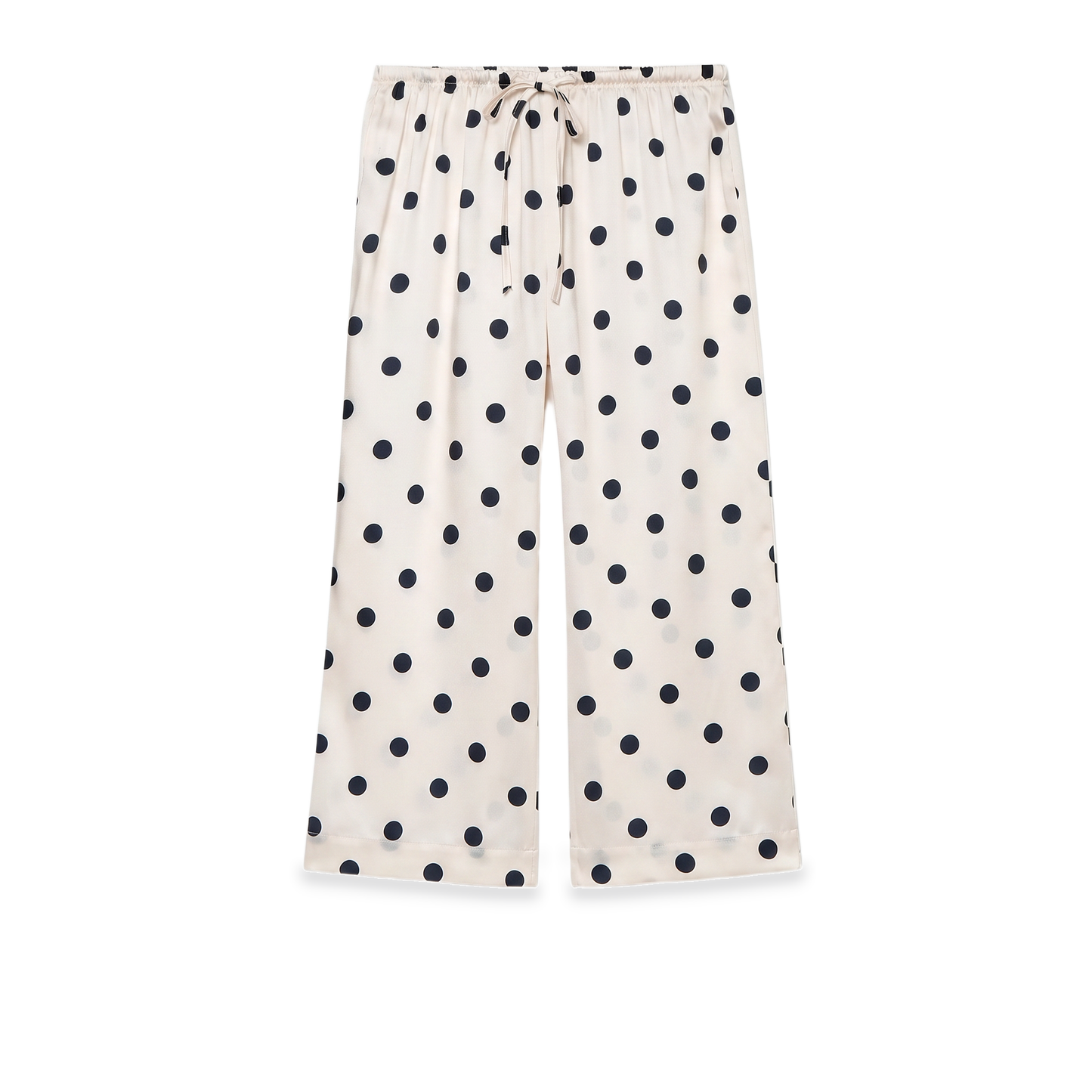 Women's Polka-Dot Drawstring Pleated Trousers – Ivory Polka Dot Everyday Casual Pants