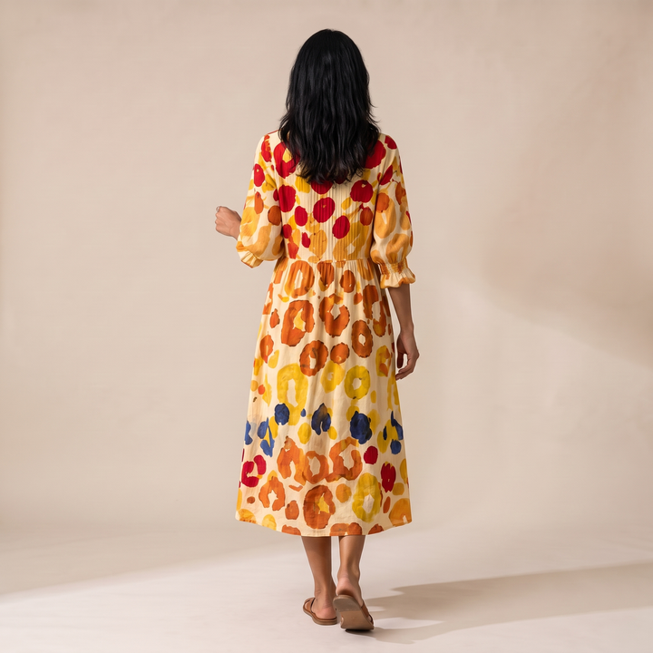 Sunoire women s printed shirt dress relaxed flattering fit back view 01