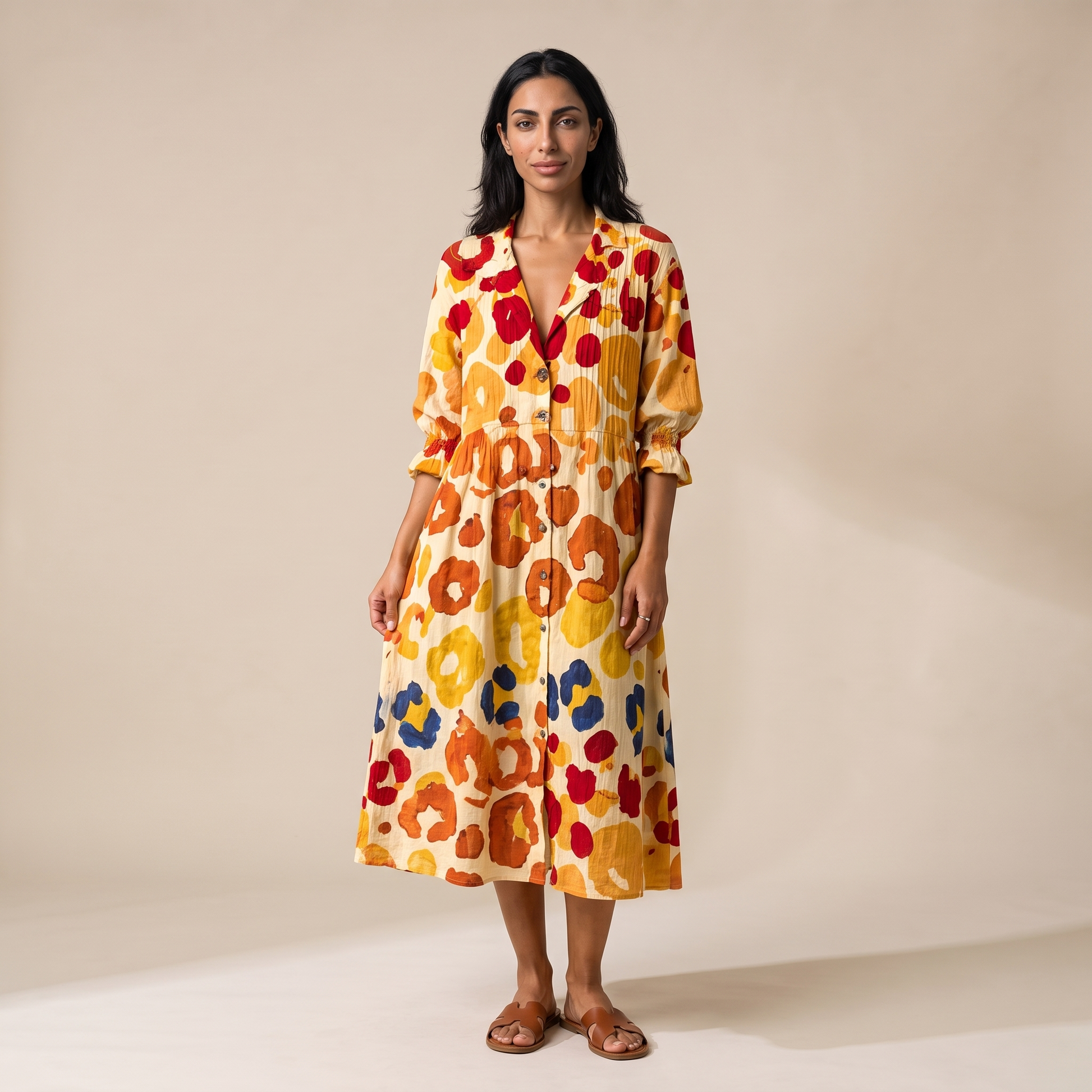 Sunoire women s printed shirt dress relaxed flattering fit front hero 01