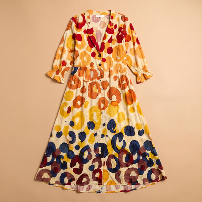 Sunoire women s printed shirt dress relaxed flattering fit garment flatlay 01