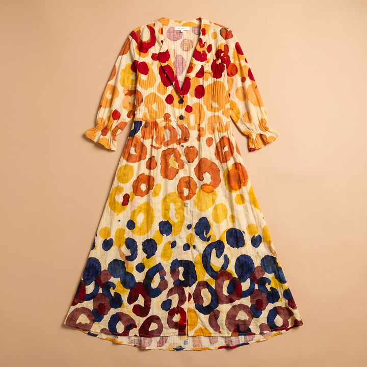 Sunoire women s printed shirt dress relaxed flattering fit garment flatlay 01