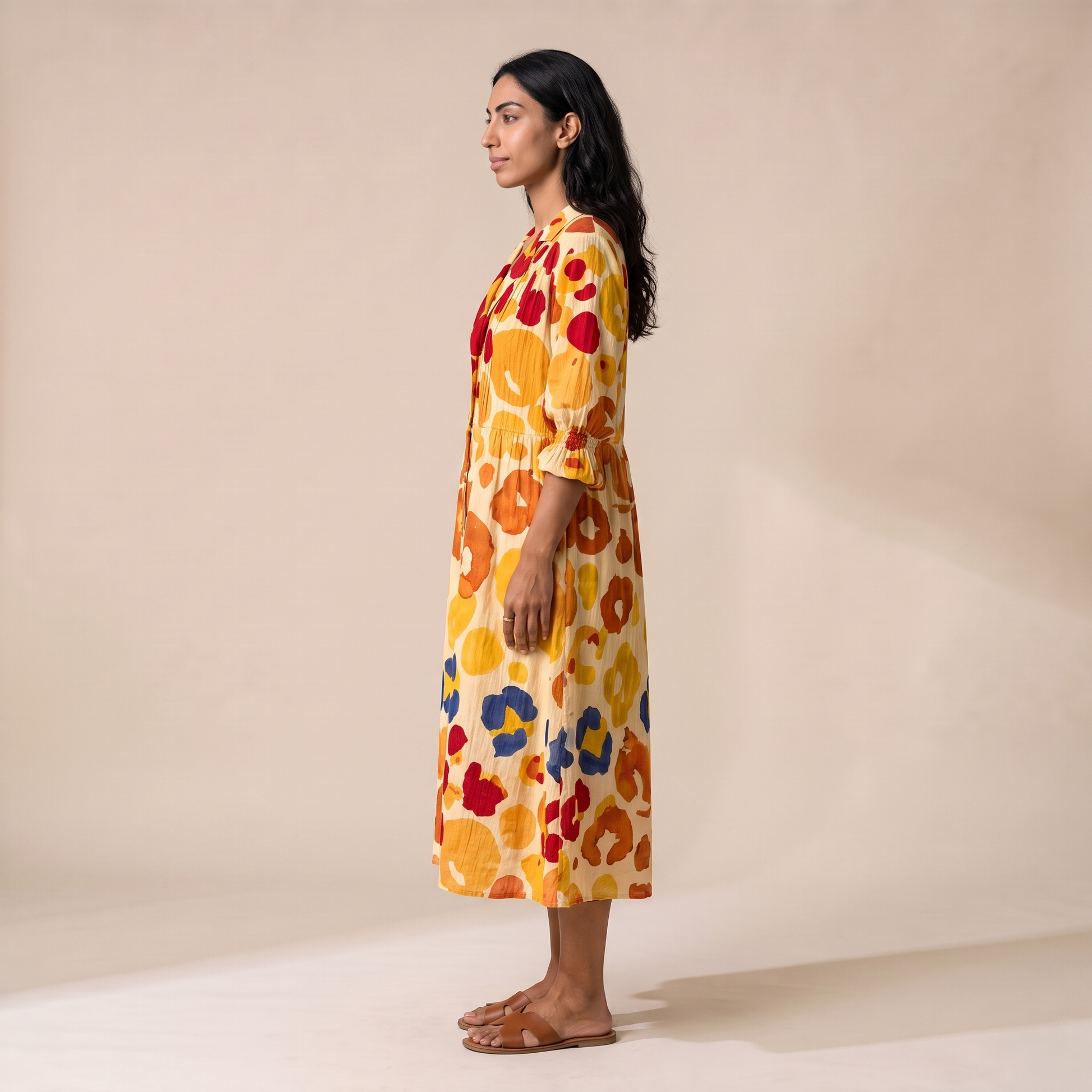 Sunoire women s printed shirt dress relaxed flattering fit side view 01
