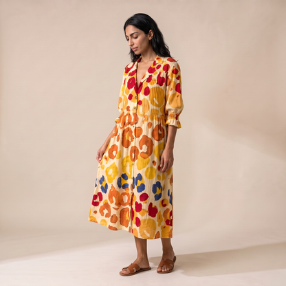 Sunoire women s printed shirt dress relaxed flattering fit three quarter 01