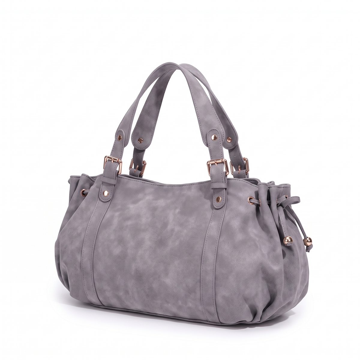 Women's Ruched Faux Suede Hobo Bag, three-quarter view