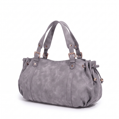 Women's Ruched Faux Suede Hobo Bag, three-quarter view