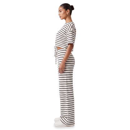 Sunoire striped crop top wide leg pants set side view 01