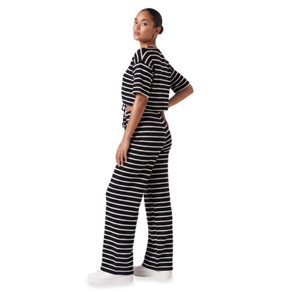 Sunoire striped crop top wide leg pants set colorway black front crop 01