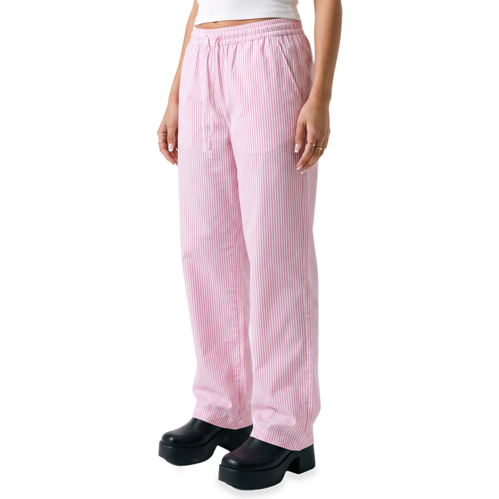 Sunoire pink stripe drawstring wide leg pants bottom crop 3q 01