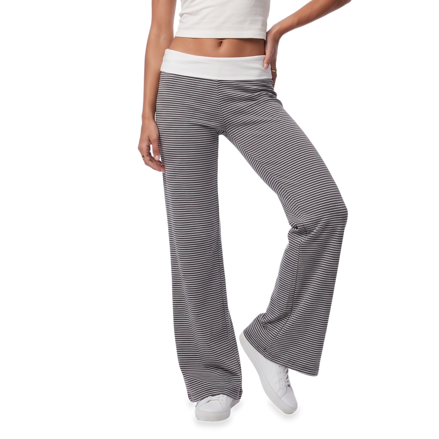Sunoire pink stripe foldover pants colorway charcoal front crop 01