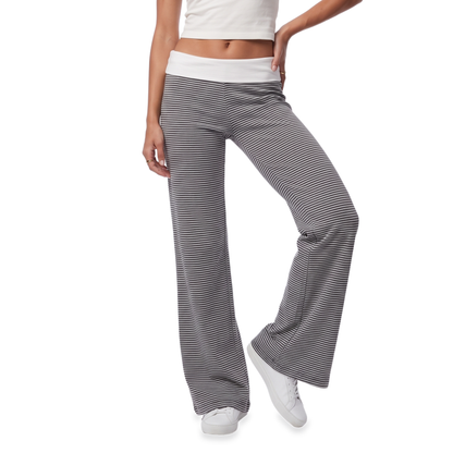 Sunoire pink stripe foldover pants colorway charcoal front crop 01