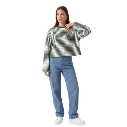 Sunoire striped contrast collar crop top colorway green front crop 01