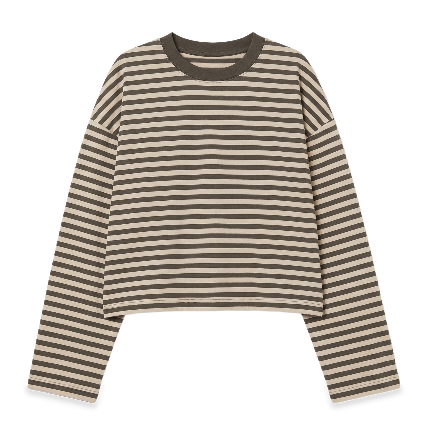 Sunoire striped contrast collar crop top garment flatlay 01