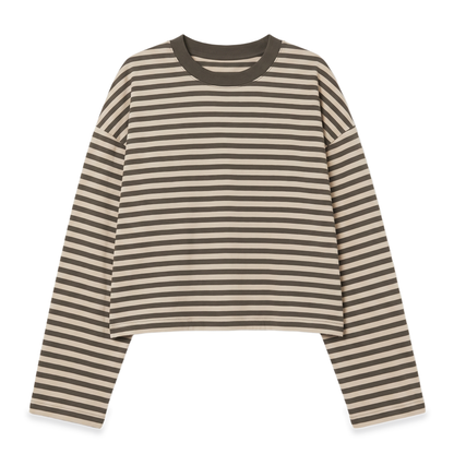 Sunoire striped contrast collar crop top garment flatlay 01
