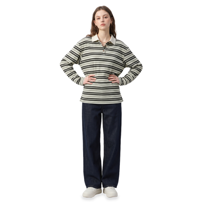 Sunoire striped polo oversized top front hero 01