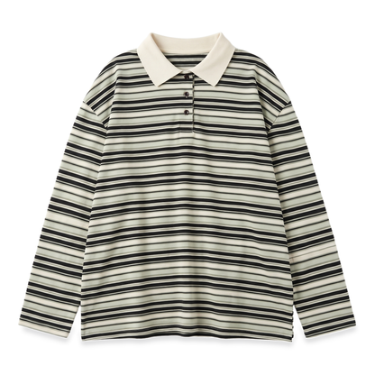 Sunoire striped polo oversized top garment flatlay 01