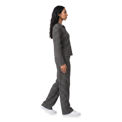Sunoire striped collared lounge set side view 01