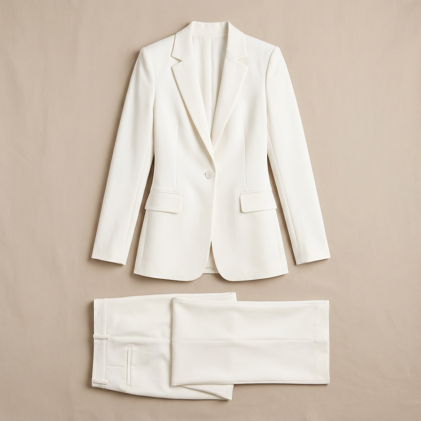 Sunoire women s tailored blazer and wide leg trousers set smart occasion style garment flatlay 01