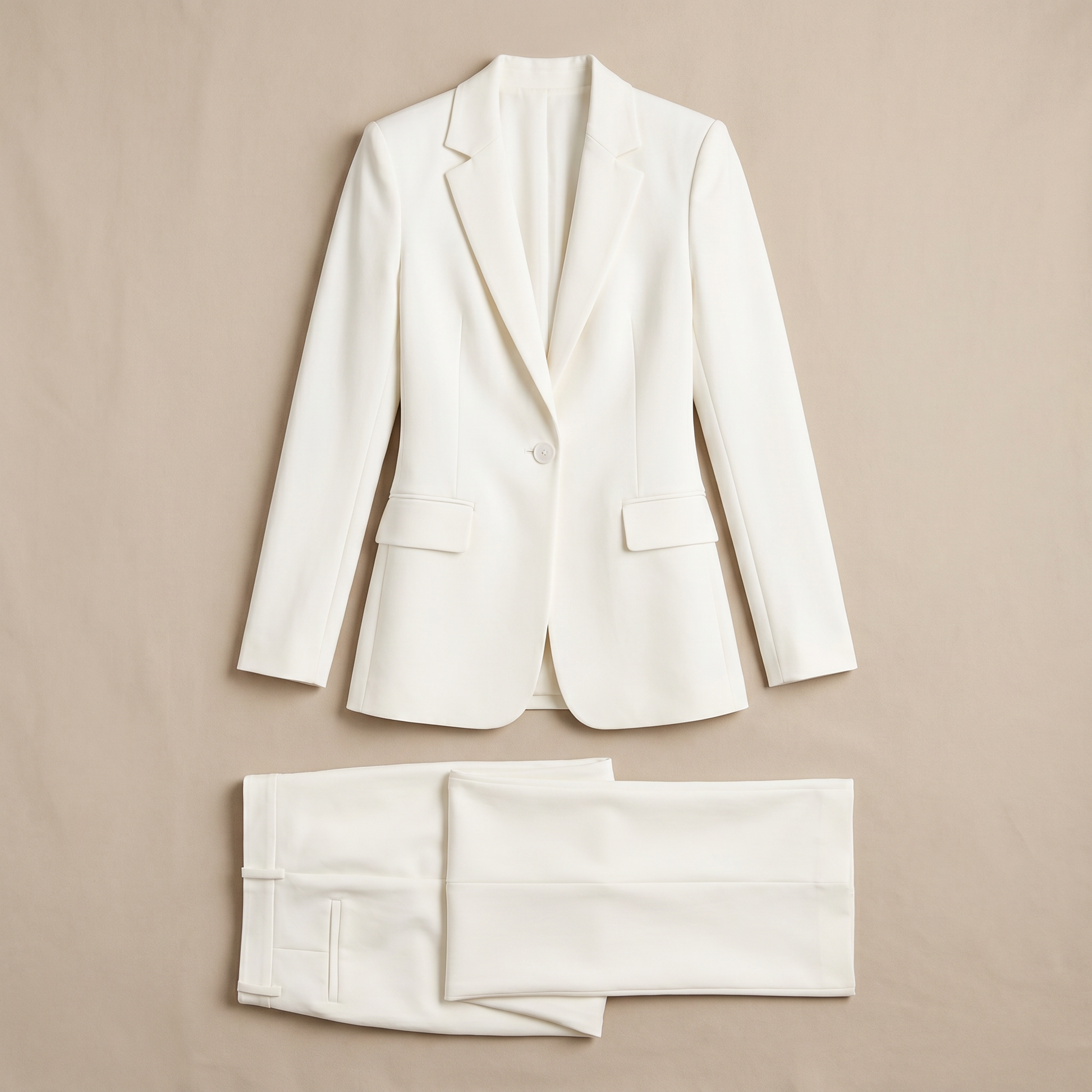 Sunoire women s tailored blazer and wide leg trousers set smart occasion style garment flatlay 01