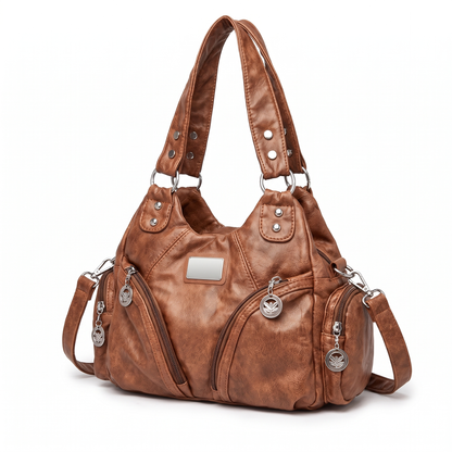 Women's Slouchy Faux Leather Hobo Bag, three-quarter view