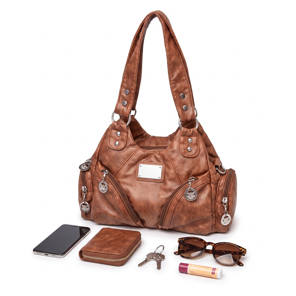 Women's Slouchy Faux Leather Hobo Bag, what fits inside