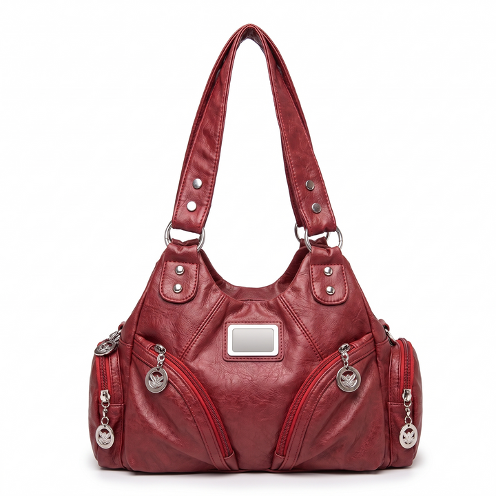 Women's Slouchy Faux Leather Hobo Bag – Caramel Brown Everyday Casual Shoulder Bag — Red