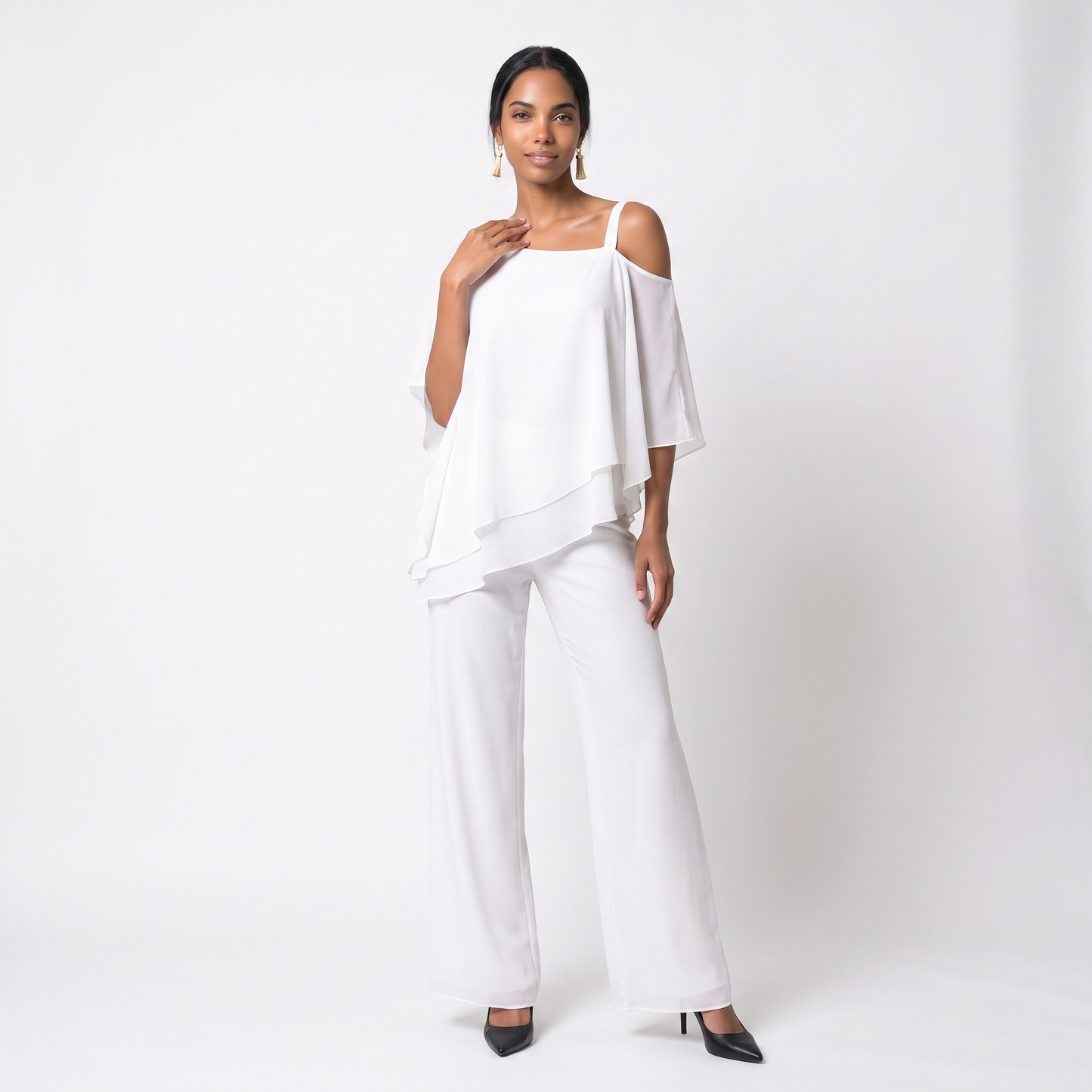 Sunoire women s two piece set asymmetrical colorway white front hero 01