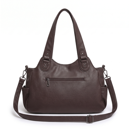 Women's Slouchy Faux Leather Pocket Hobo Bag, back view