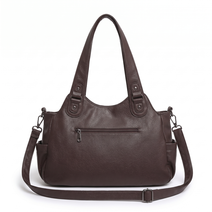 Women's Slouchy Faux Leather Pocket Hobo Bag, back view