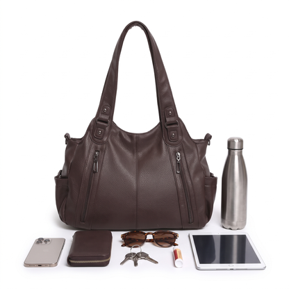 Women's Slouchy Faux Leather Pocket Hobo Bag, what fits inside