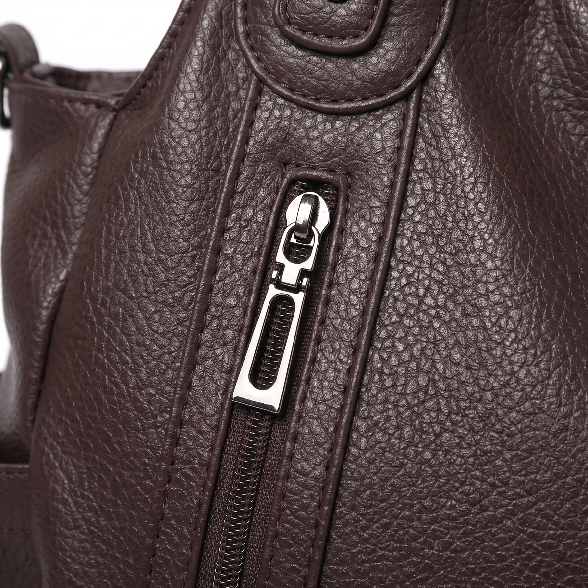 Women's Slouchy Faux Leather Pocket Hobo Bag, hardware close-up