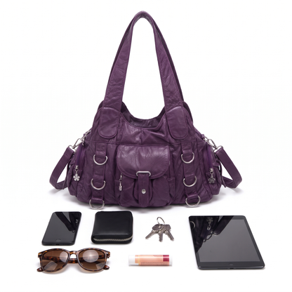 Women's Washed Faux Leather Hobo Bag, what fits inside