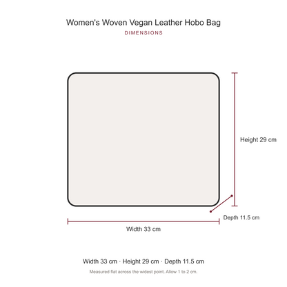 Women's Woven Vegan Leather Hobo Bag, dimensions