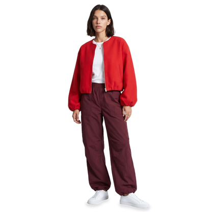Sunoire red zip front cropped jacket front hero 01