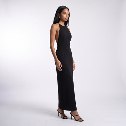 Sunoire women summer clothes manufacturer tunic crochet lace lady elegant black sexy backless maxi dresses side view 01