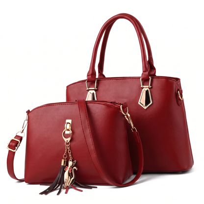 Women's 2 Piece Handbag and Purse Set, the whole set in Red