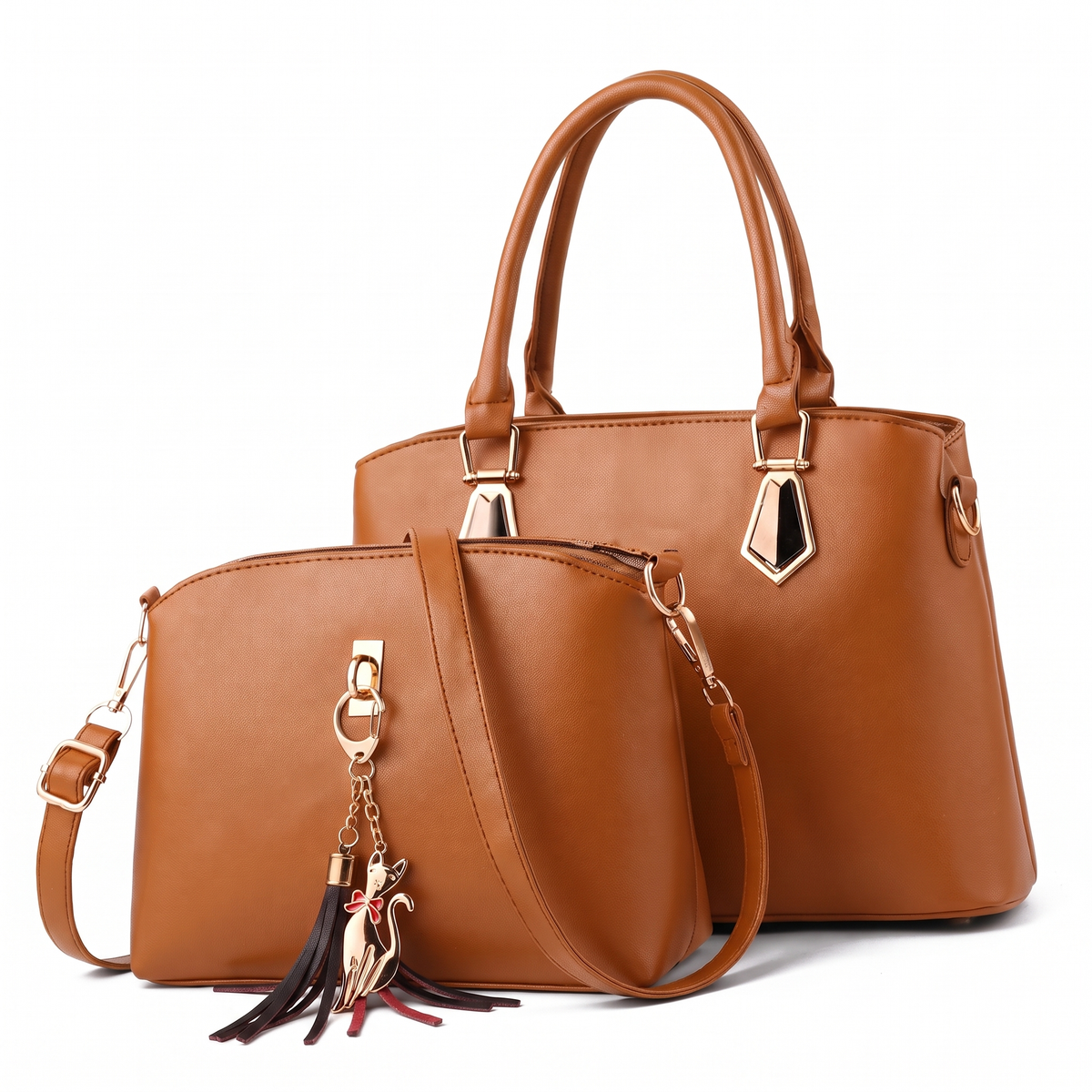 Women's 2 Piece Handbag and Purse Set, the whole set in Tan