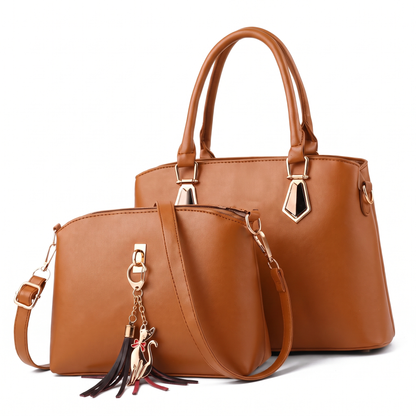 Women's 2 Piece Handbag and Purse Set, the whole set in Tan