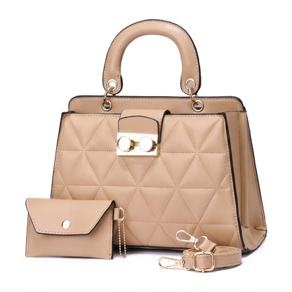 Women's 2 Piece Handbag and Purse Set, the whole set in Beige