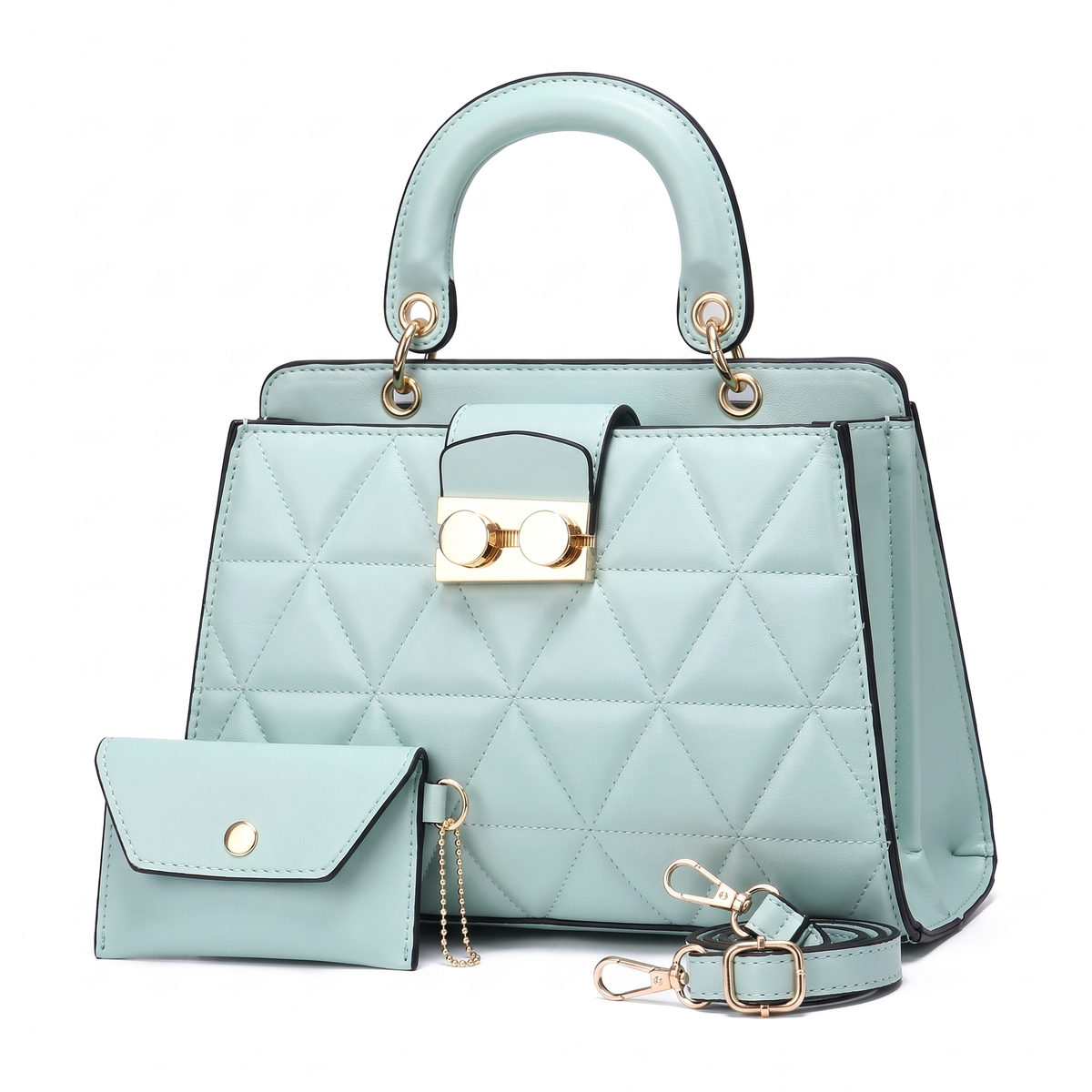 Women's 2 Piece Handbag and Purse Set, the whole set in Mint