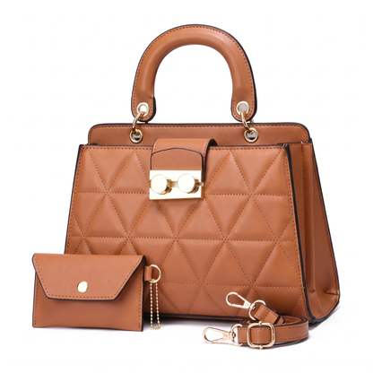 Women's 2 Piece Handbag and Purse Set, the whole set in Tan