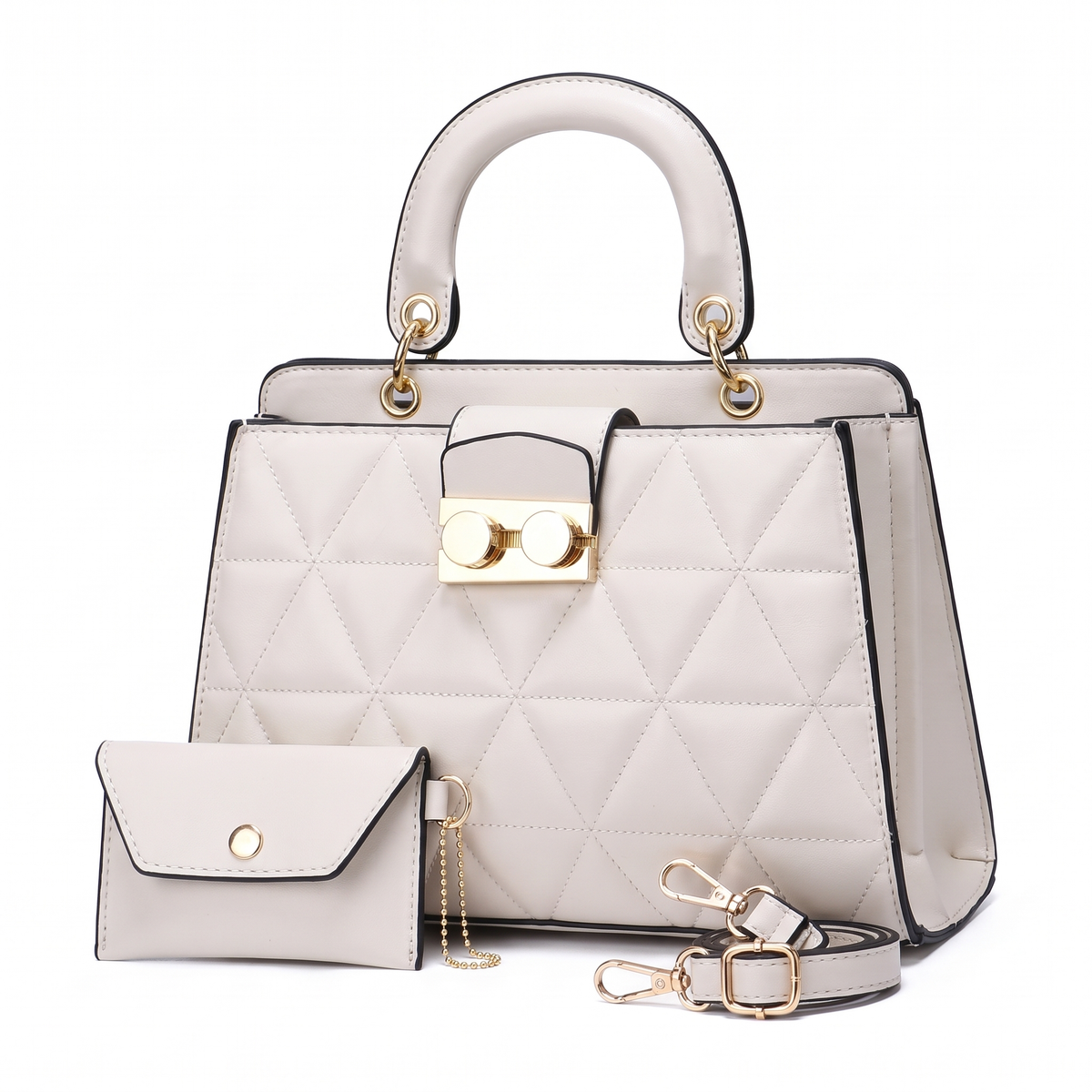 Women's 2 Piece Handbag and Purse Set, the whole set in White