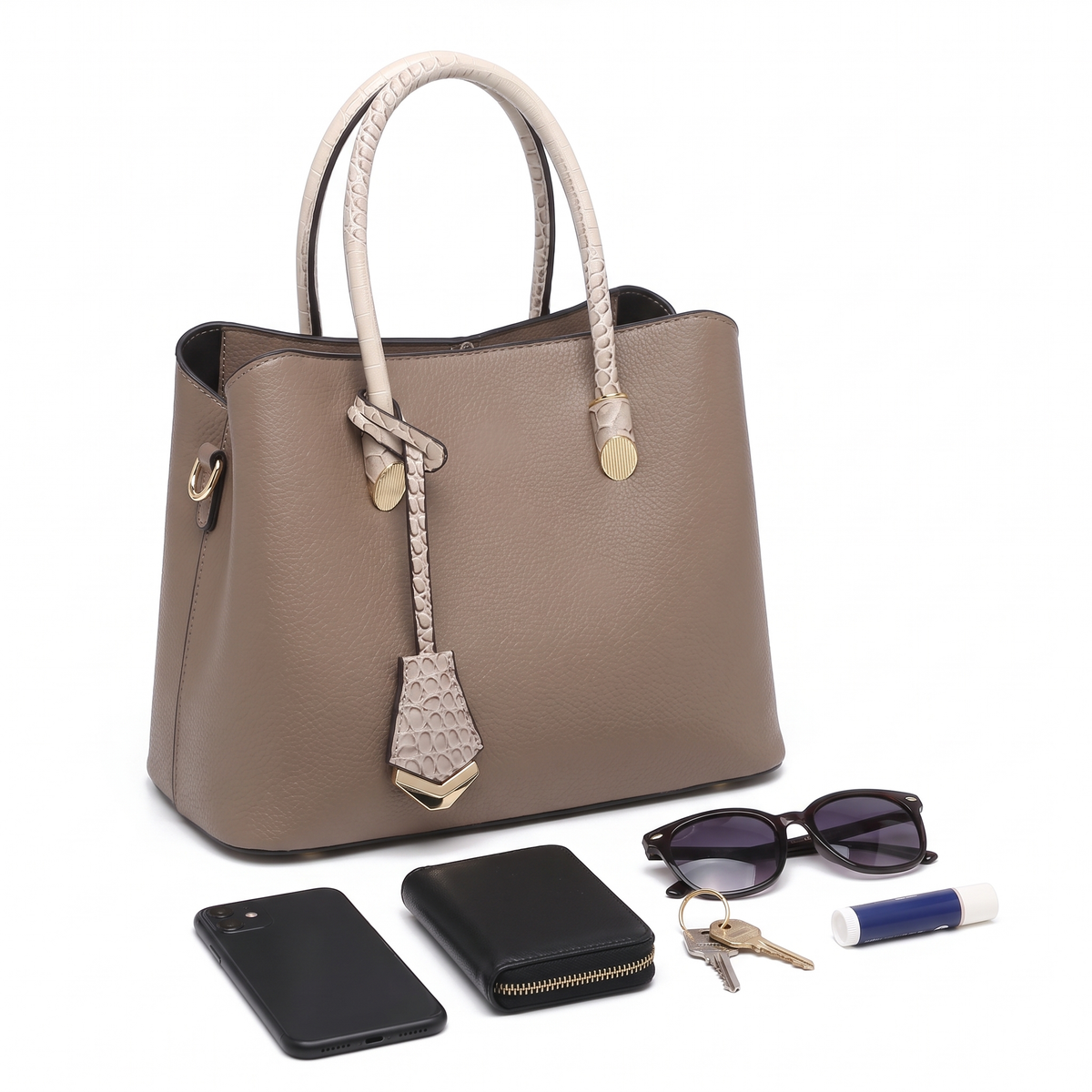 Women's 3 Piece Handbag and Purse Set, what fits inside