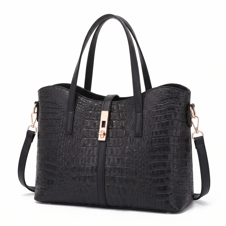 Women's 4 Piece Handbag and Purse Set, three-quarter view