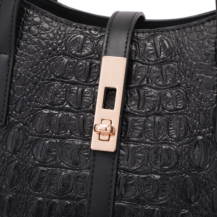 Women's 4 Piece Handbag and Purse Set, hardware close-up