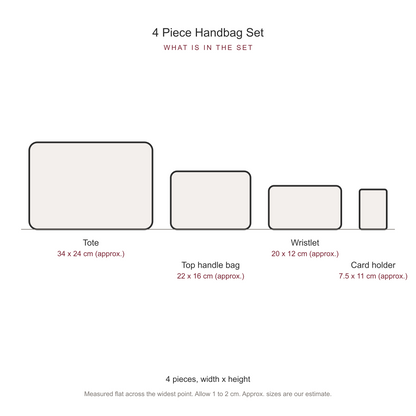 Women's 4 Piece Handbag and Purse Set, dimensions