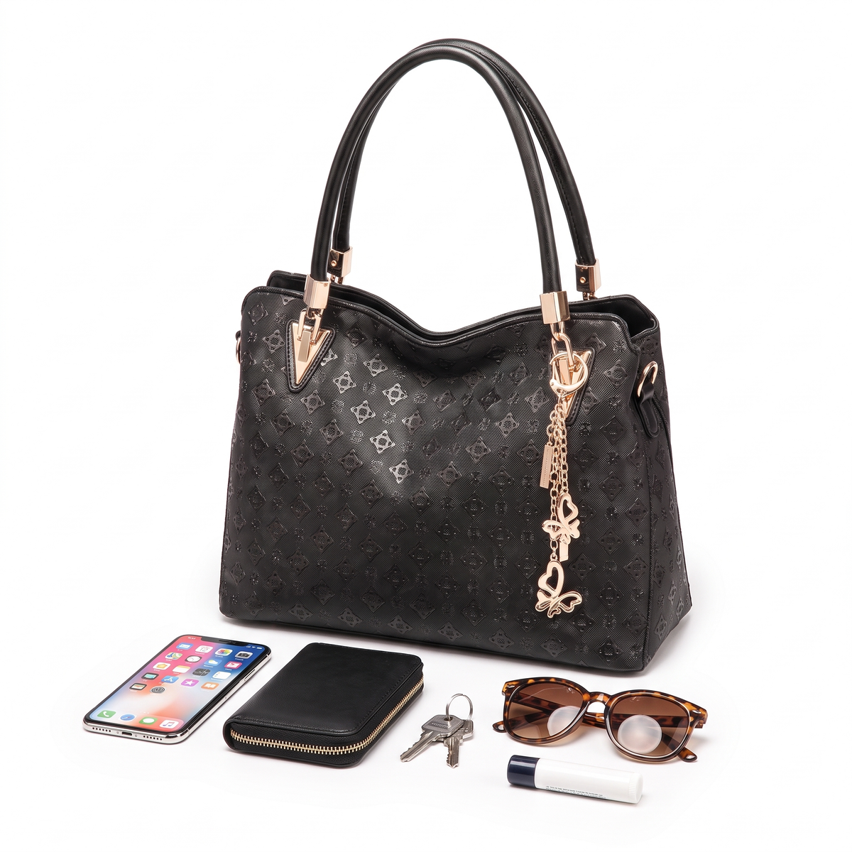 Women's 4 Piece Handbag and Purse Set, what fits inside