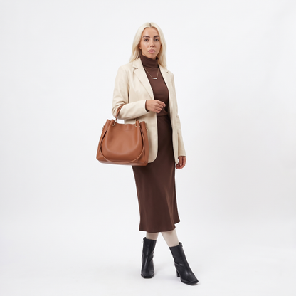 Women's 4 Piece Handbag and Purse Set, worn by a model