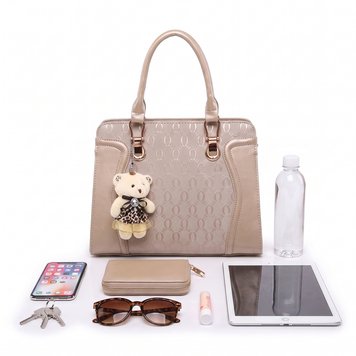 Women's 4 Piece Handbag and Purse Set, what fits inside