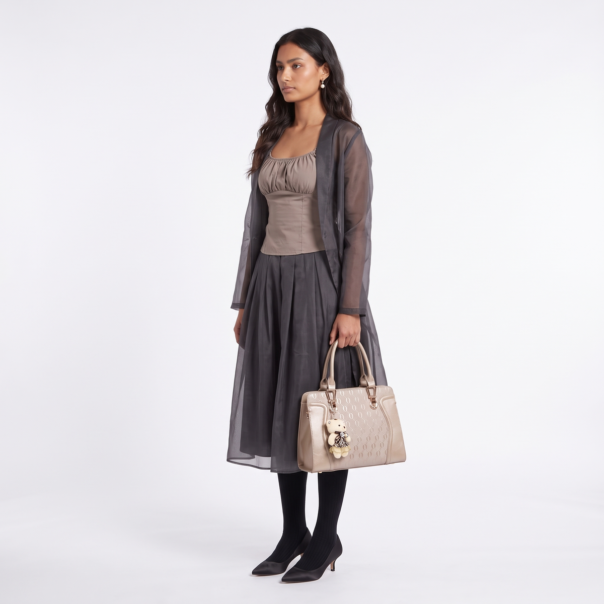 Women's 4 Piece Handbag and Purse Set, worn by a model